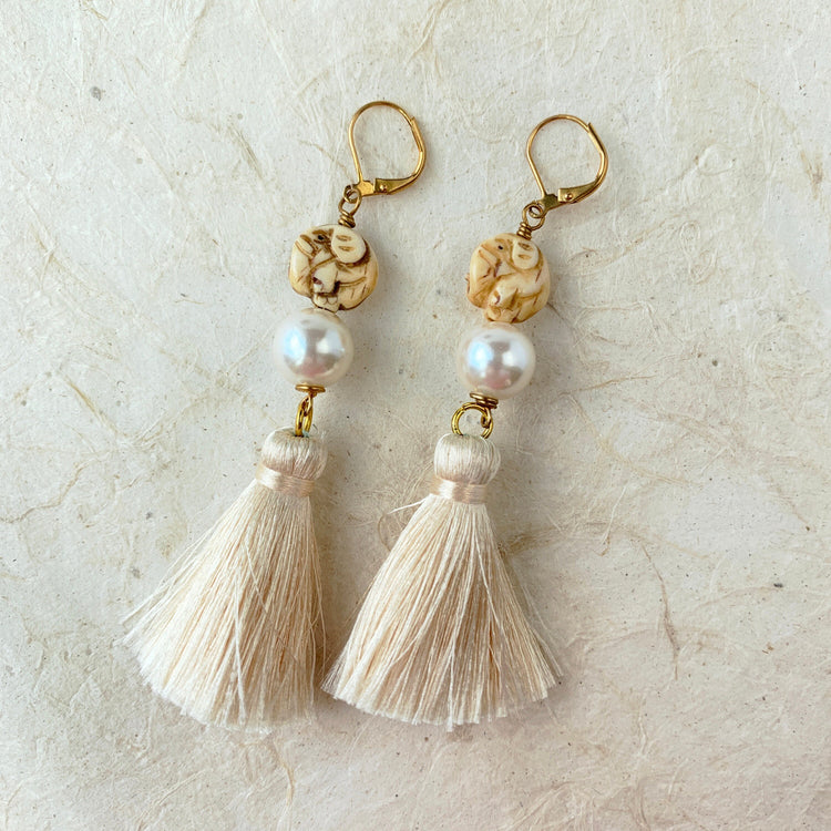 Carved Elephant Earrings