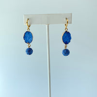 Druzy Crystal Earrings in Lake Blue