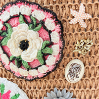 Crochet Flower Raffia Tote Bag - One-of-a-Kind