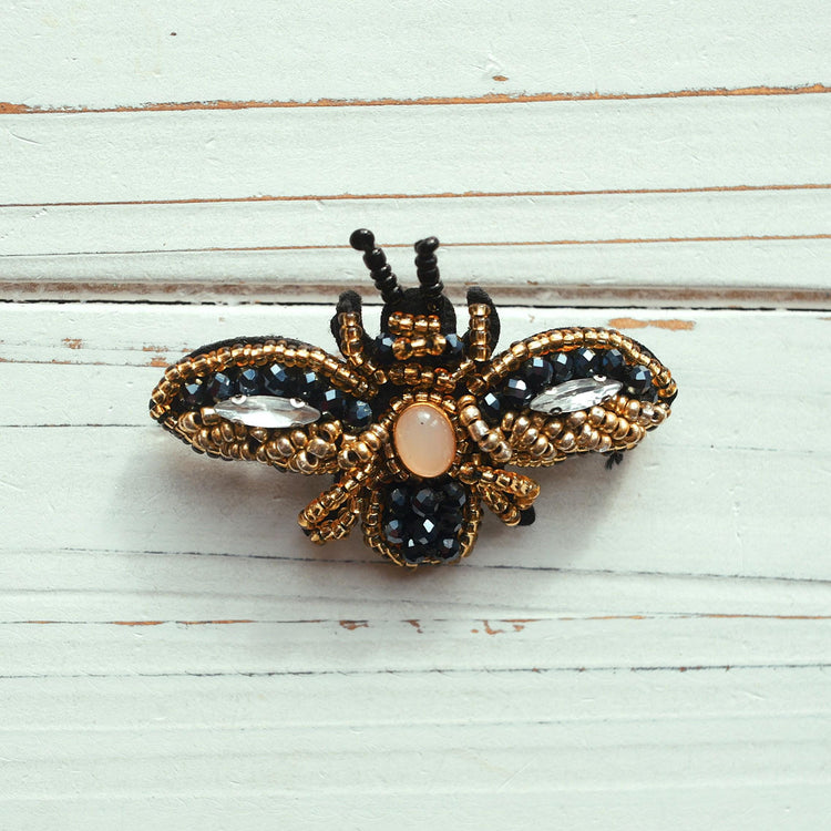 Beaded Appliqué Bumble Bee Pin