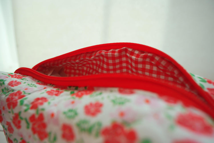 Lenora Dame One-of-a-Kind Floral Print Quilted Cosmetic / Makeup bag