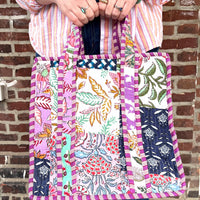 Lenora Dame Quilted Patchwork Tote Bag- Small