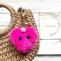 Lenora Dame Plush Monster Bag Charm - Pink Heart