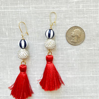 Lenora Dame Red, White and Blue Tassel Earrings