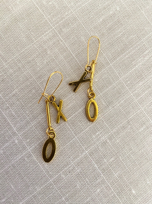 Gold XOXO earrings for women. Dainty gold earrings. Valentines earrings.