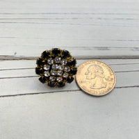 Jet and Crystal Rhinestone Stud Earrings