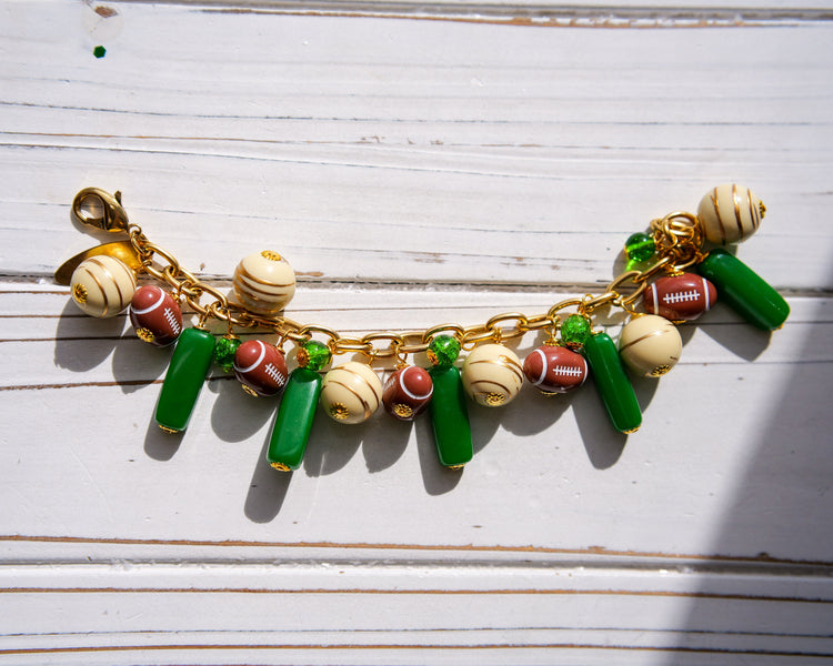 Kelly Green Football Charm Bracelet