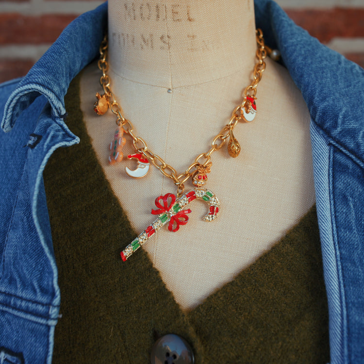 One-of-a-Kind Candy Cane Charm Necklace