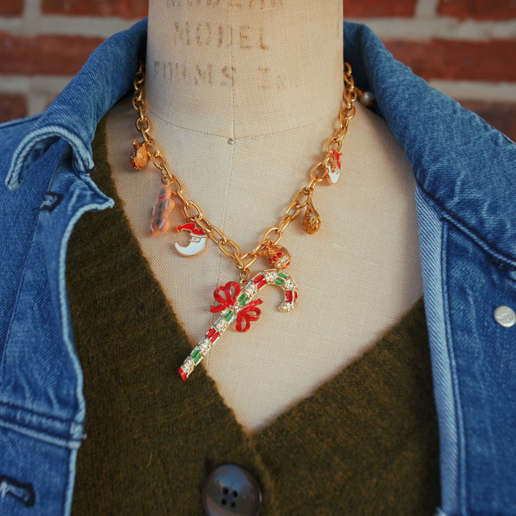 One-of-a-Kind Candy Cane Charm Necklace