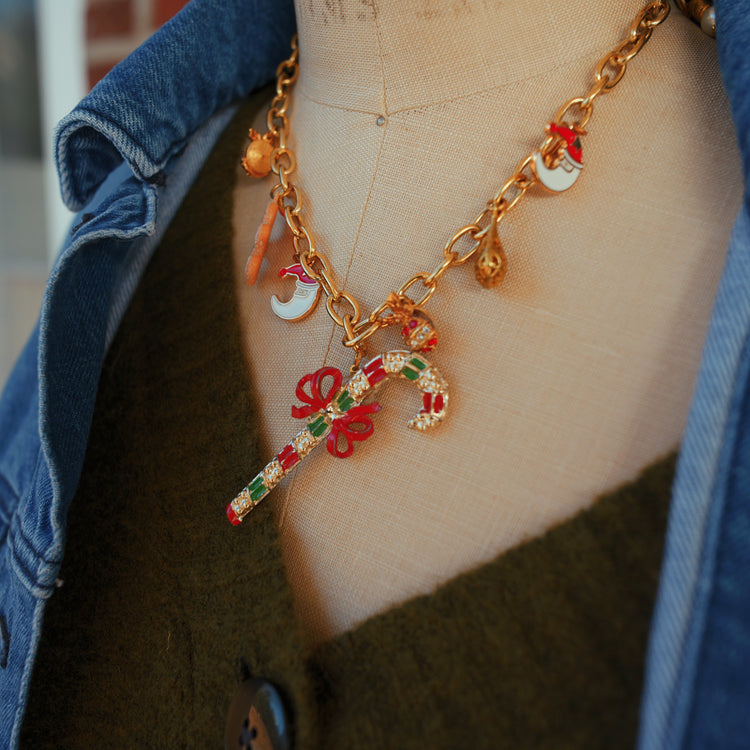 One-of-a-Kind Candy Cane Charm Necklace