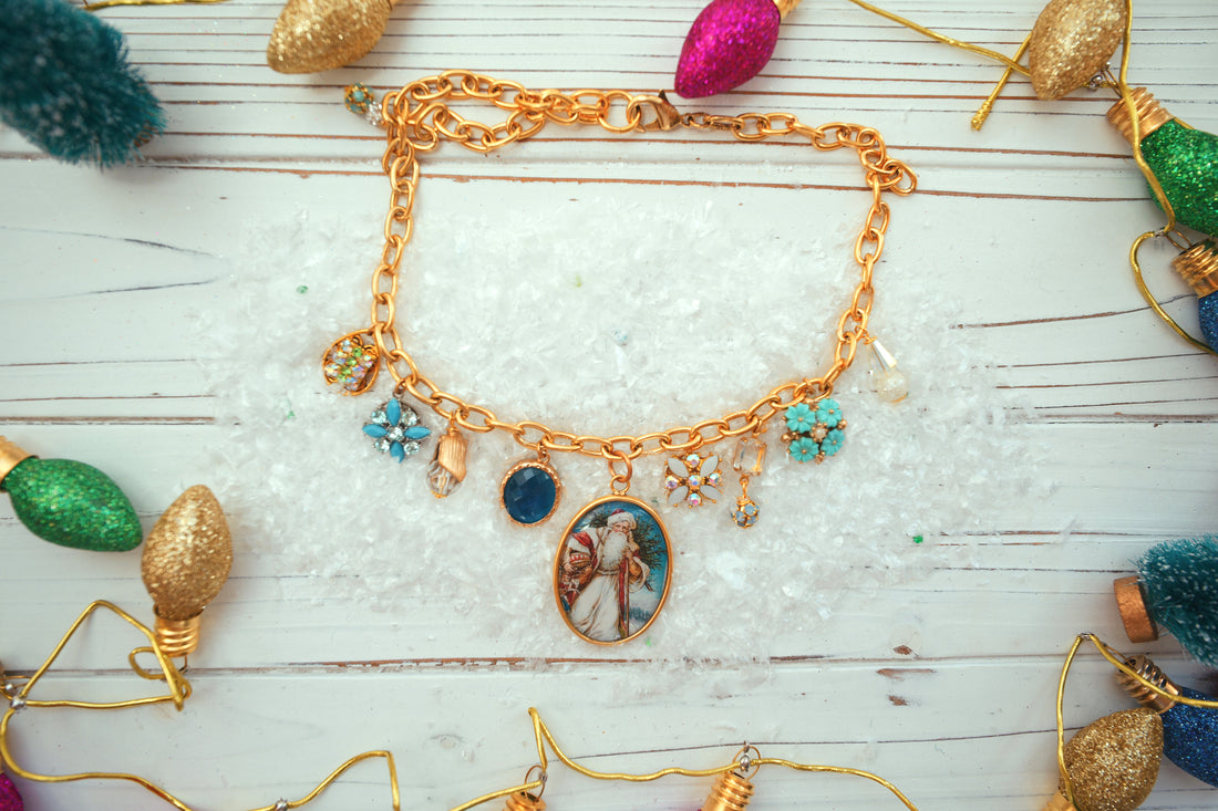 One-of-a-Kind Frosty Santa Charm Necklace
