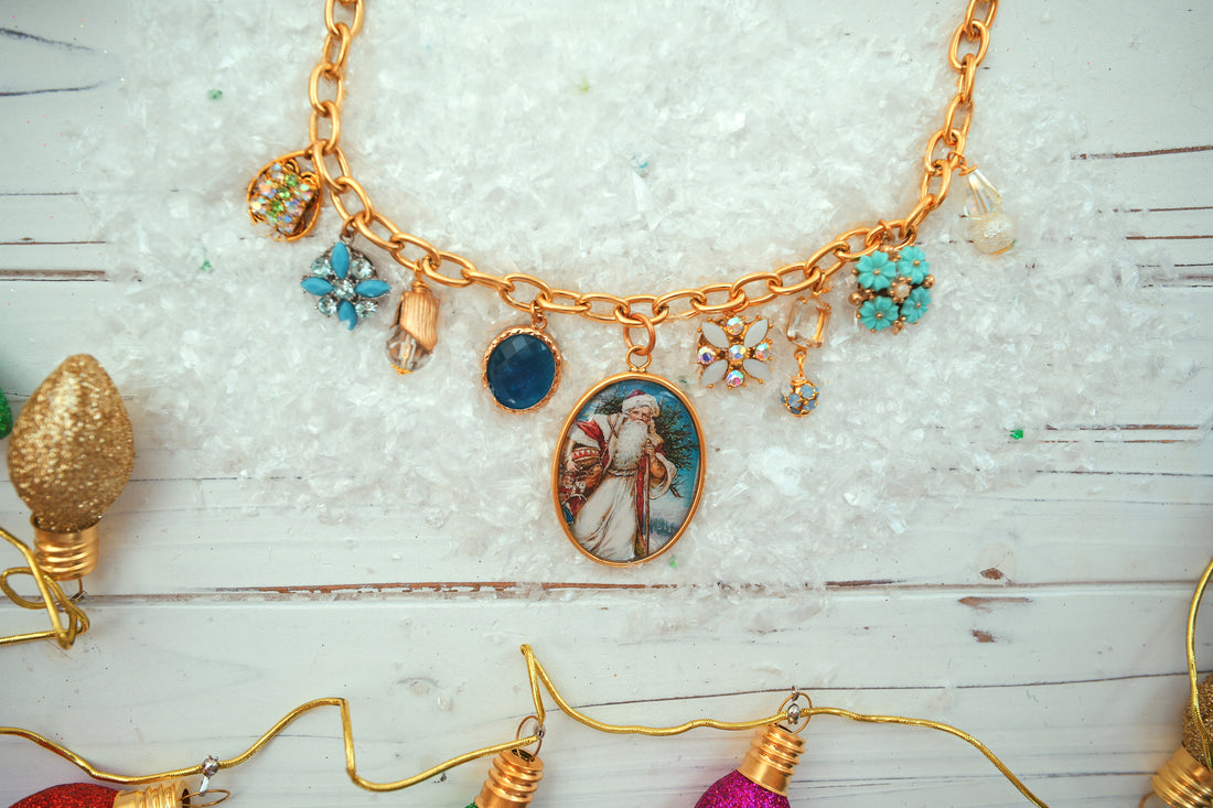 One-of-a-Kind Frosty Santa Charm Necklace