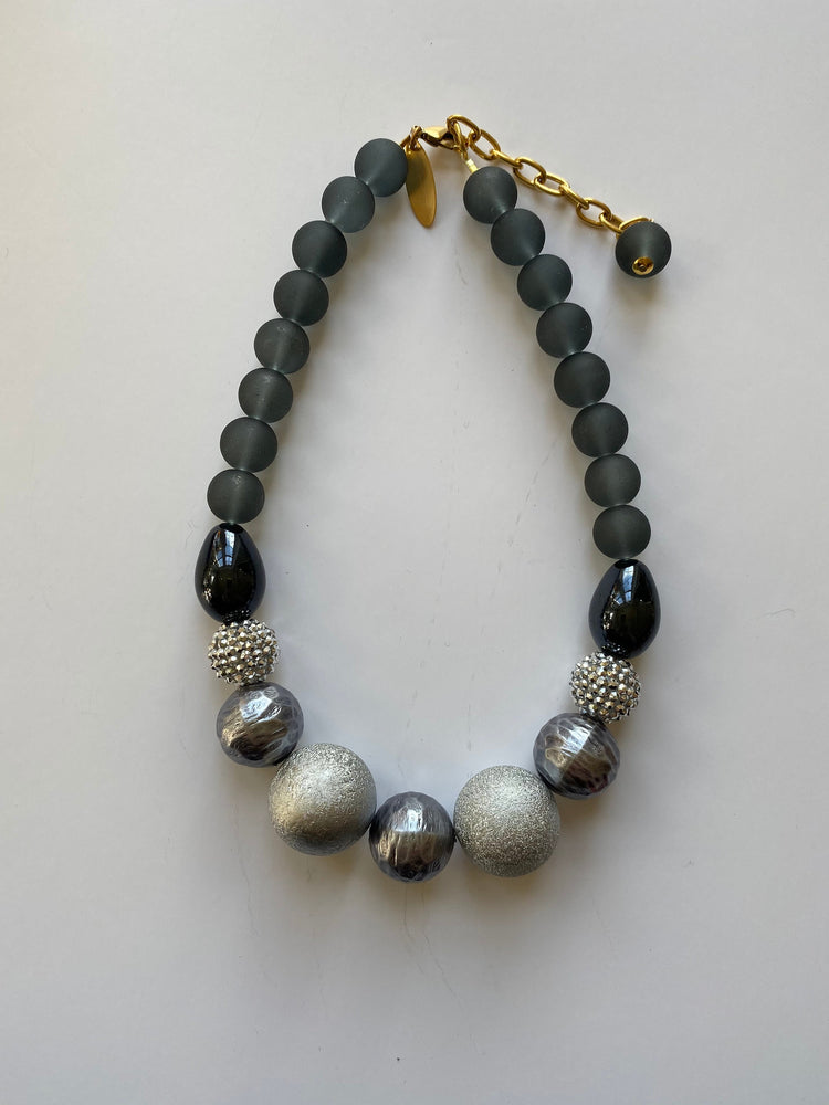 Gray and Black Queen Mum Choker Statement Necklace
