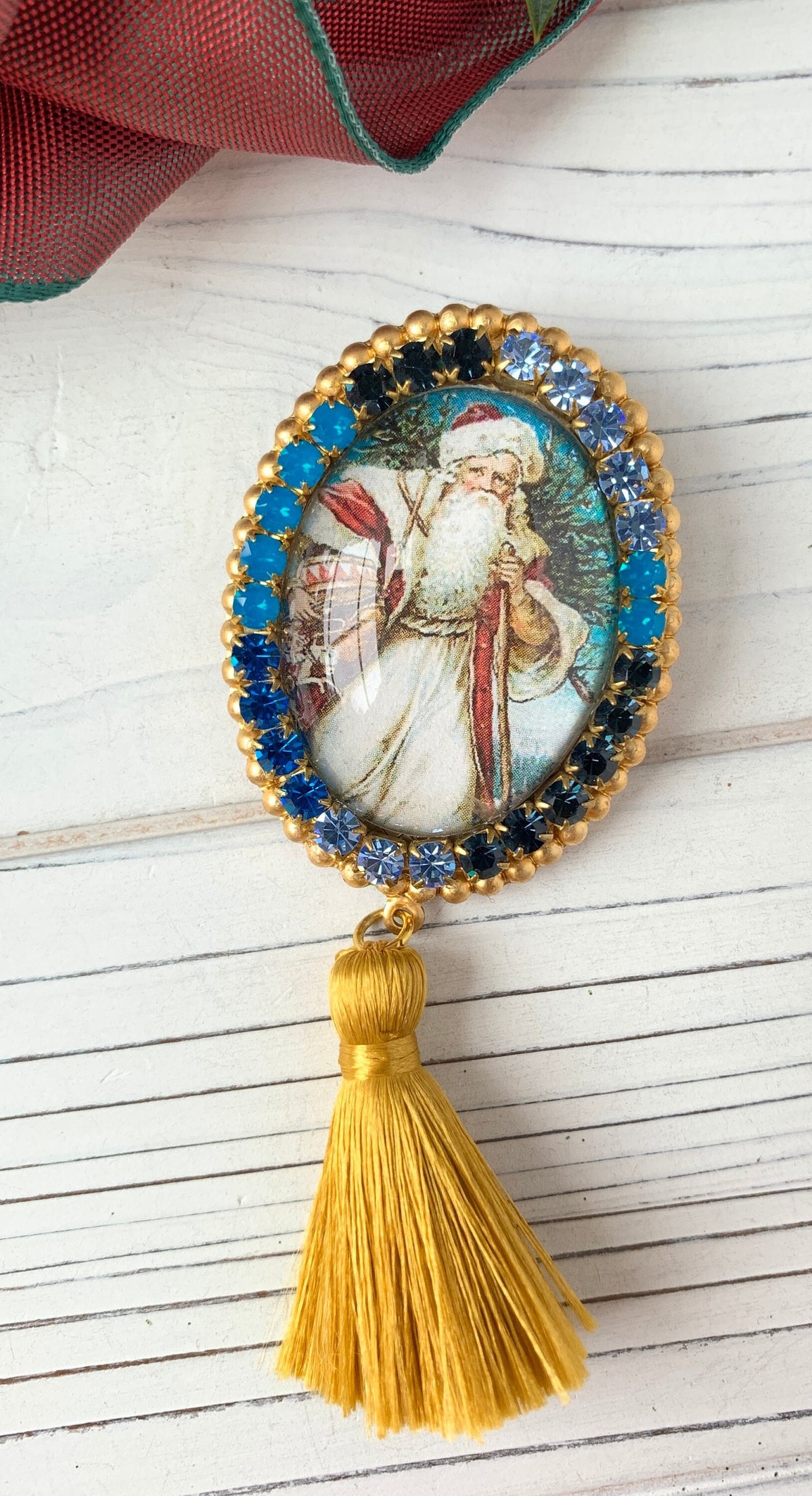 Klaus Rhinestone Christmas Brooch