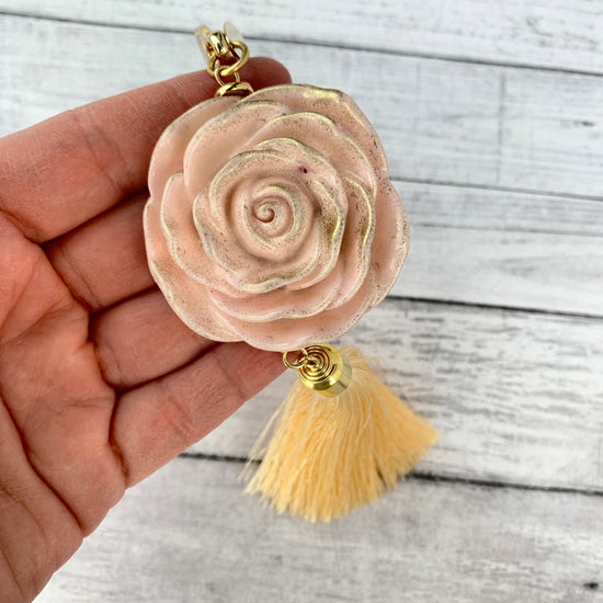 Swan Lake Floral Tassel Purse Charm