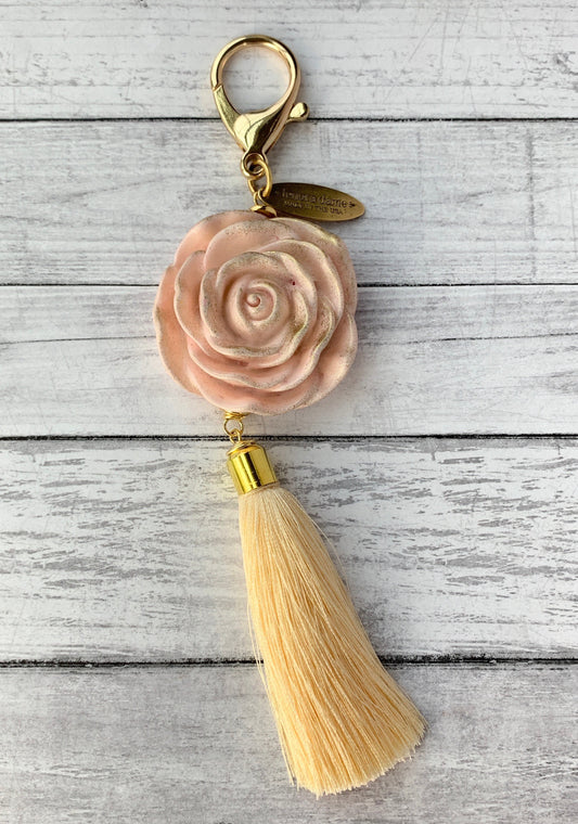 Swan Lake Floral Tassel Purse Charm