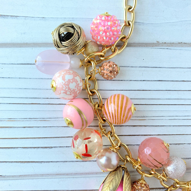 Peony Pink Charm Necklace
