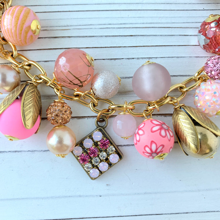 Peony Pink Charm Necklace