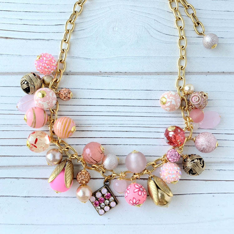 Peony Pink Charm Necklace