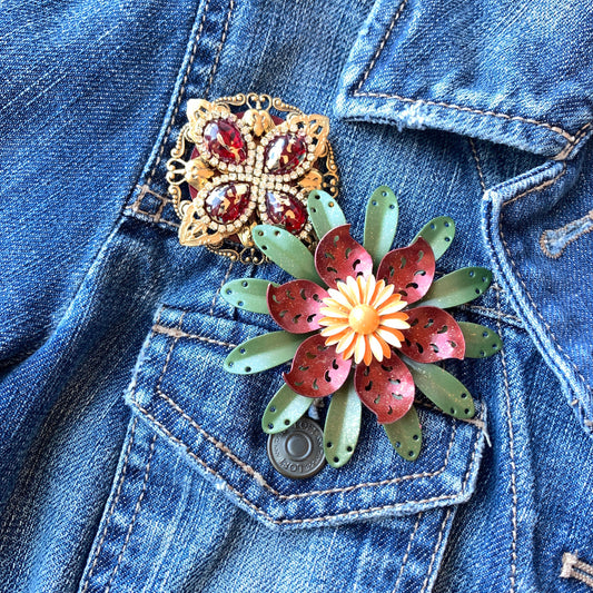 Ruby Slipper Rhinestone Brooch