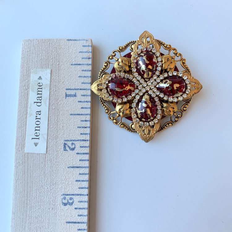 Ruby Slipper Rhinestone Brooch