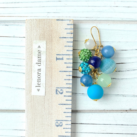 Colorful Beaded Dangle Earrings - 2 Color Options