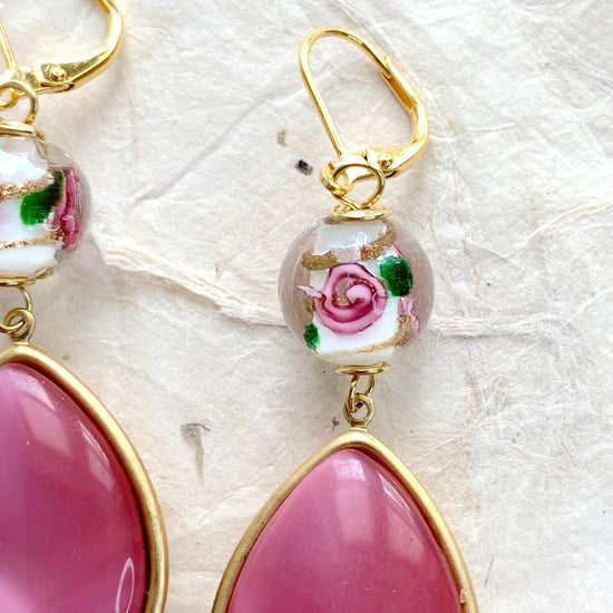 Pink Rose Earrings