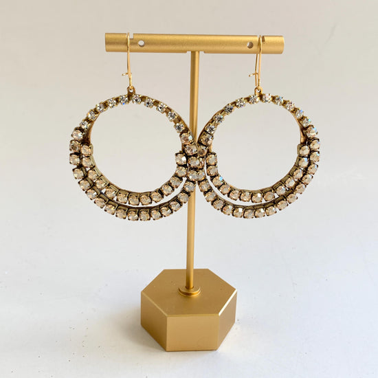 Rhinestone Hoop Earrings - 3 Rhinestone Options