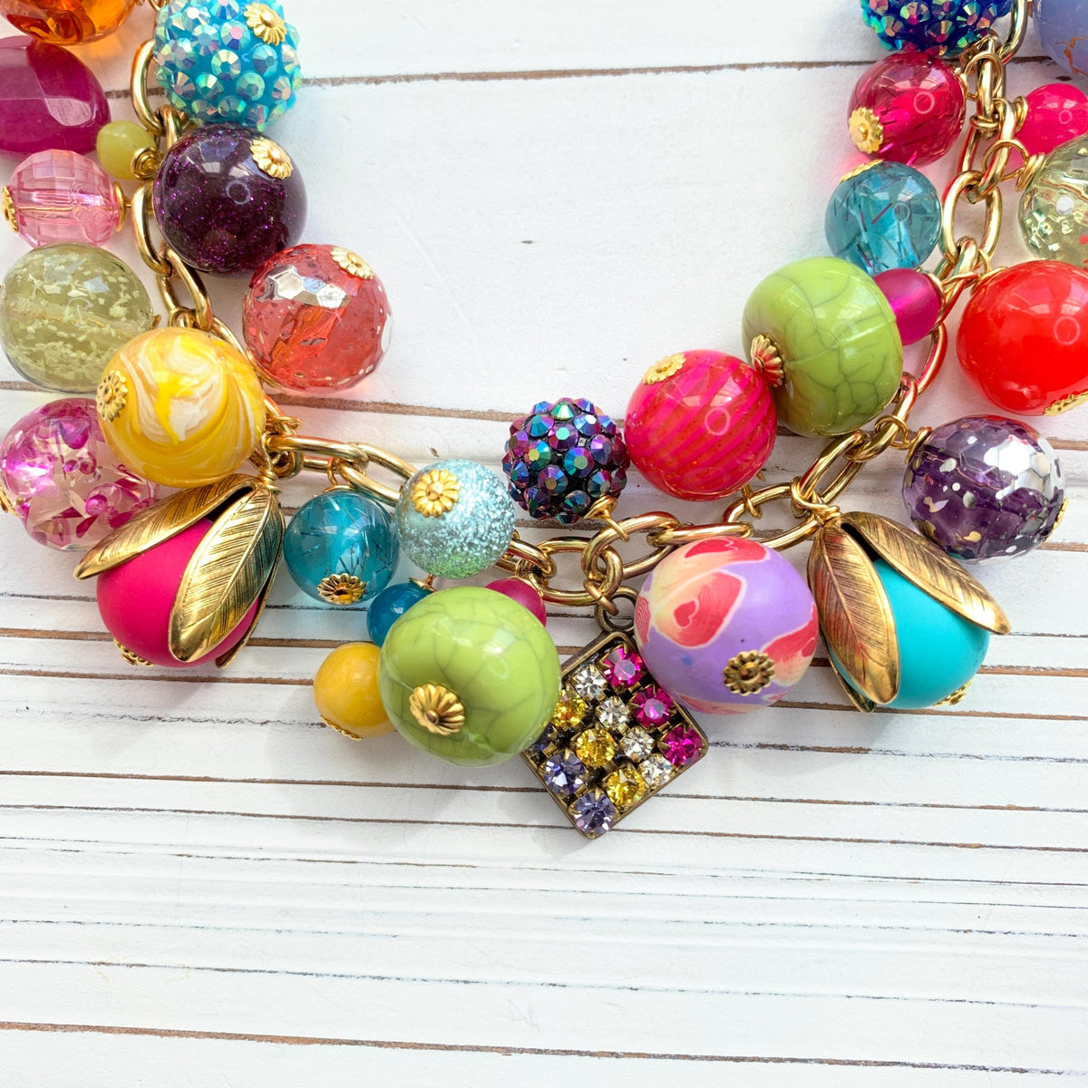 Colorful Beaded Charm Necklace