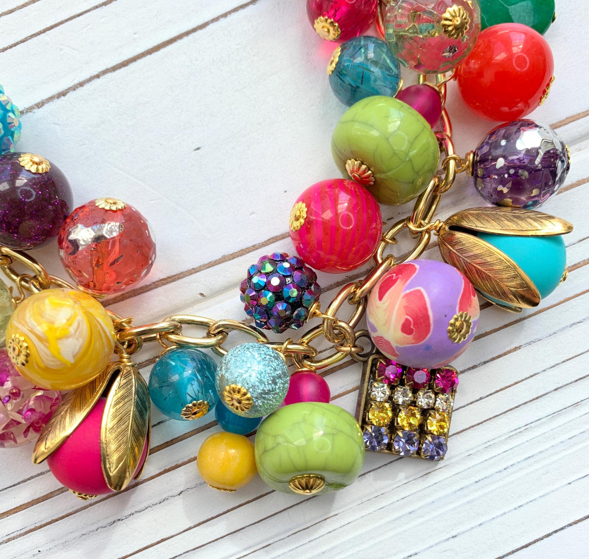 Colorful Beaded Charm Necklace