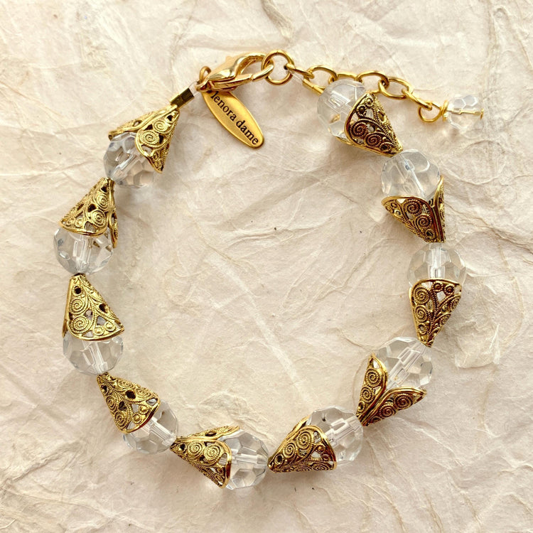 Classic Filigree Bead Cap Bracelet - Color Options