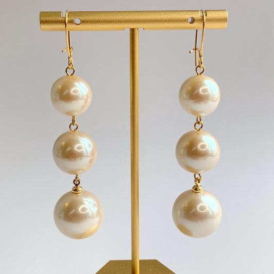 Triple Pearl Drop Earrings