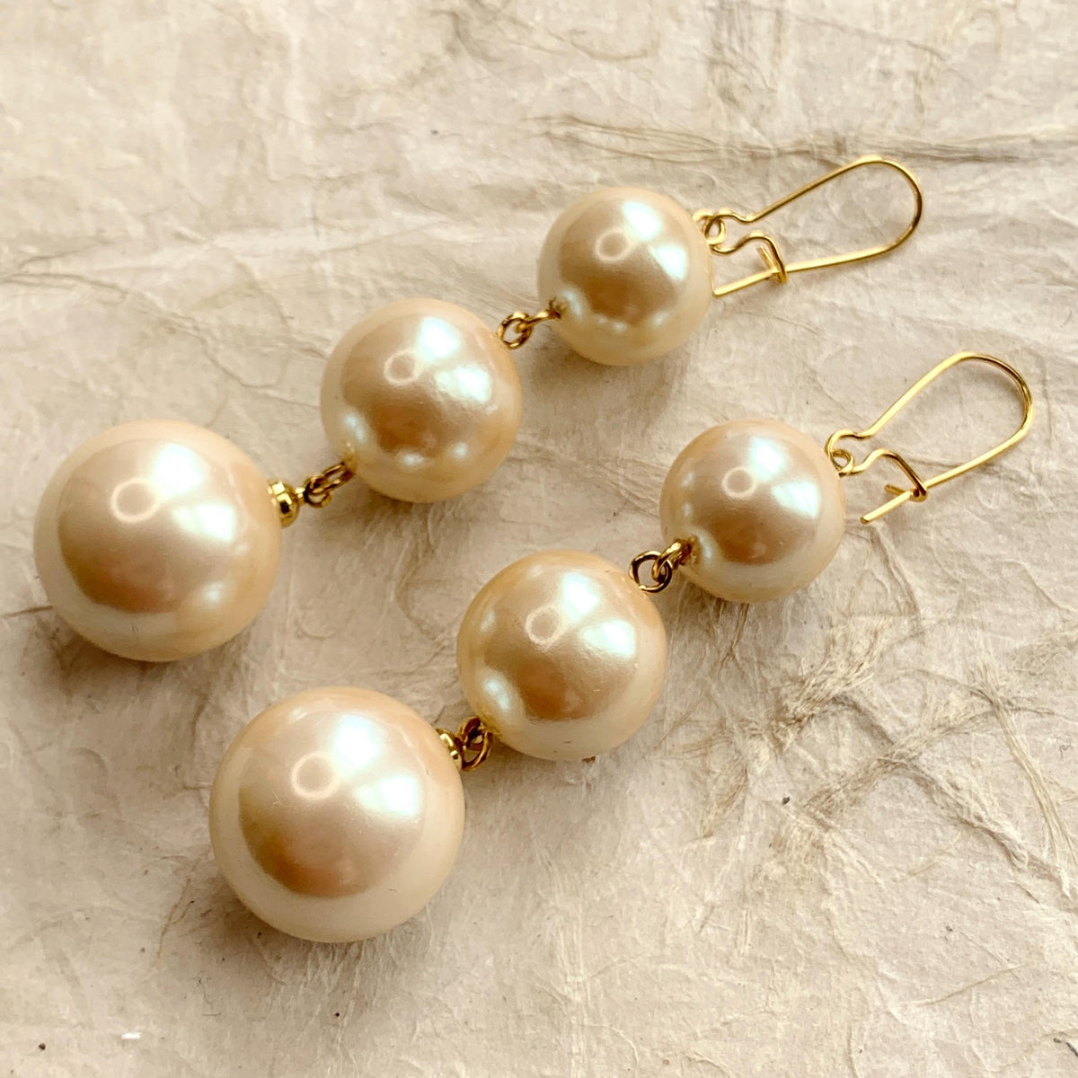 Triple Pearl Drop Earrings