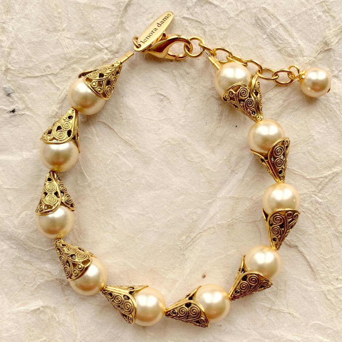 Classic Filigree Bead Cap Bracelet - Color Options