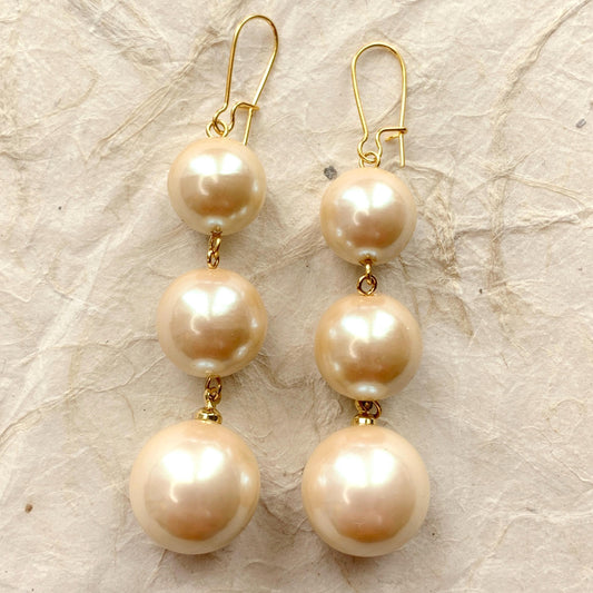 Triple Pearl Drop Earrings