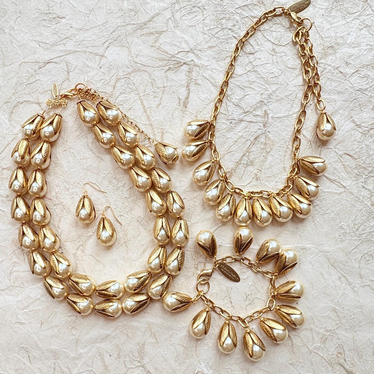 Lenora Dame Bead Cap Earring in Cream Pearl