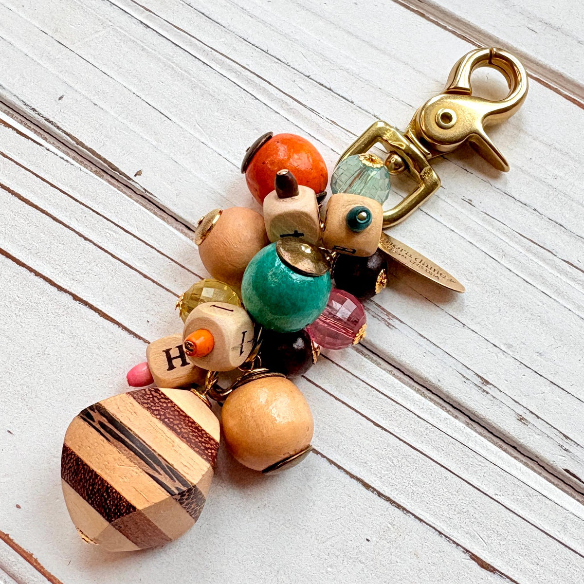 NEW Lenora Dame Wood Beaded Bag Charm