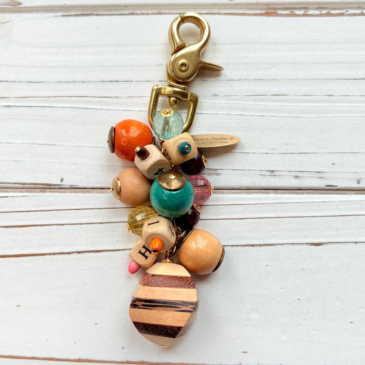 NEW Lenora Dame Wood Beaded Bag Charm