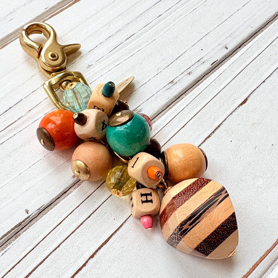 NEW Lenora Dame Wood Beaded Bag Charm