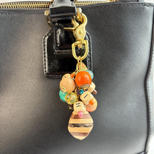NEW Lenora Dame Wood Beaded Bag Charm