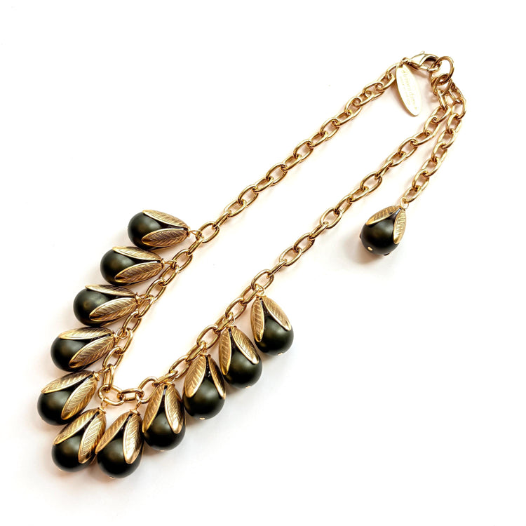 Lenora Dame Colorful Classic Pearl Bead Cap Charm Necklace - 4 Color Options