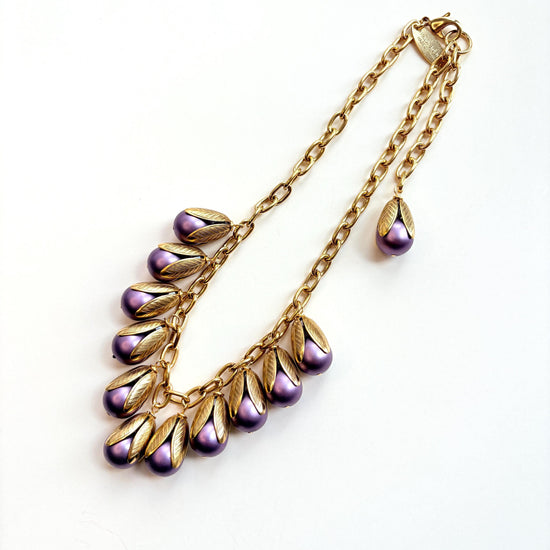 Lenora Dame Colorful Classic Pearl Bead Cap Charm Necklace - 4 Color Options