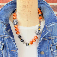 Lenora Dame Zebra Print Beaded Necklace