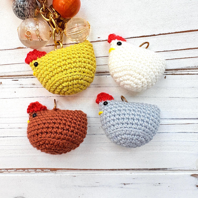 NEW Lenora Dame Crocheted Chicken Bag Charms - 4 Color Options