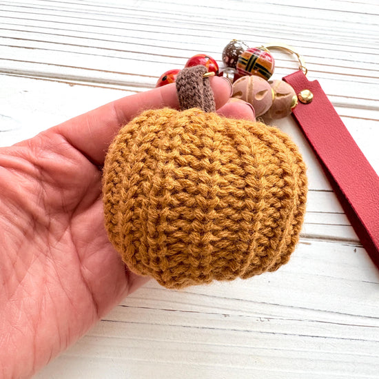 NEW Lenora Dame Golden Yellow Crocheted Pumpkin Bag Charm
