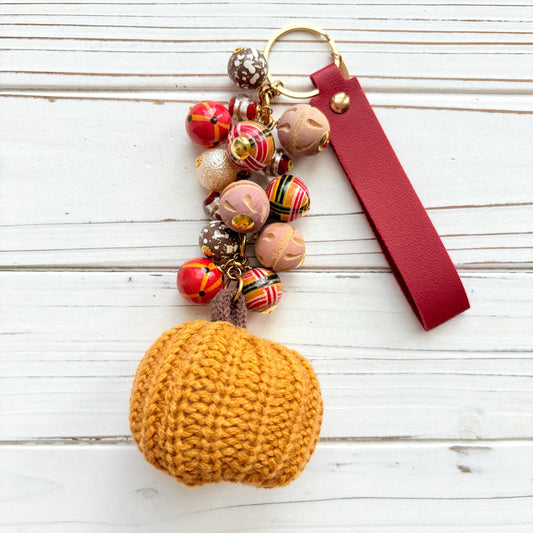 NEW Lenora Dame Golden Yellow Crocheted Pumpkin Bag Charm