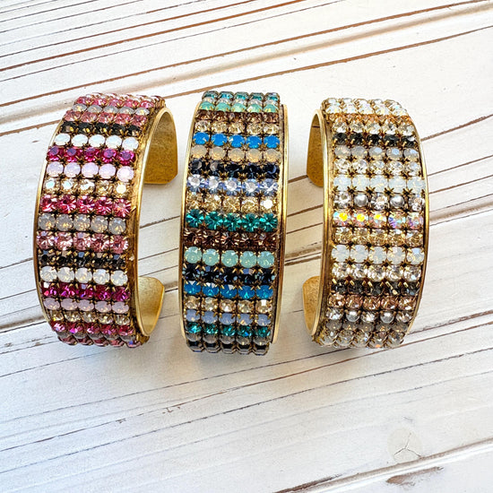Lenora Dame Rhinestone Cuff Bracelet - Choice of 3 Colors