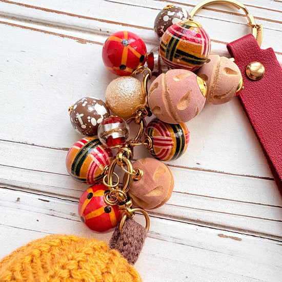 NEW Lenora Dame Golden Yellow Crocheted Pumpkin Bag Charm