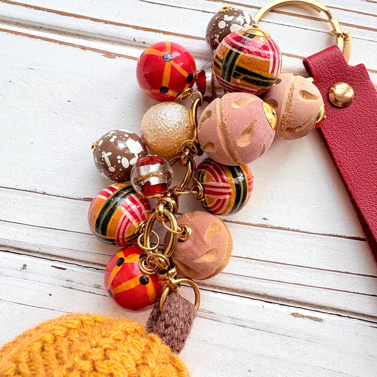 NEW Lenora Dame Golden Yellow Crocheted Pumpkin Bag Charm