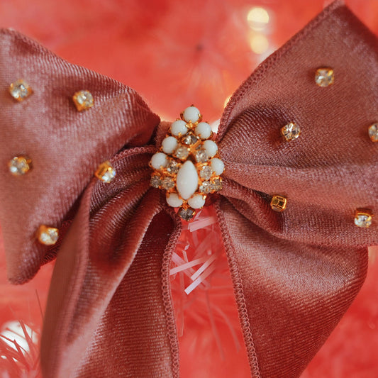 Lenora Dame One-of-a-Kind Christmas Morning Mauve Hair Bow